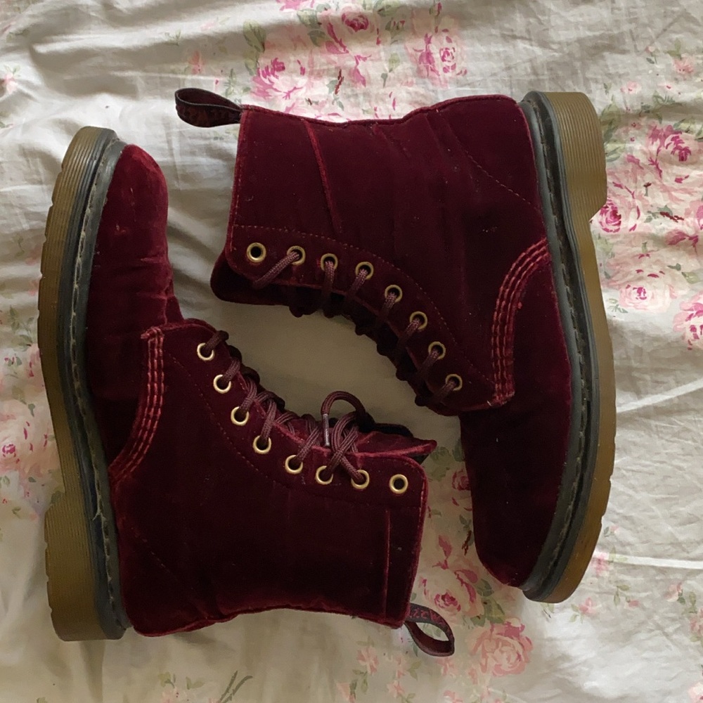 Red velvet Dr. Martens